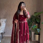 Embroidered Fendy Silk Anarkali Set with Dupatta