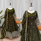 Embroidered Fendy Silk Anarkali Set with Dupatta