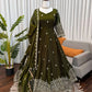 Embroidered Fendy Silk Anarkali Set with Dupatta