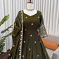 Embroidered Fendy Silk Anarkali Set with Dupatta