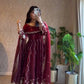 Embroidered Fendy Silk Anarkali Set with Dupatta