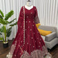 Embroidered Fendy Silk Anarkali Set with Dupatta