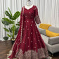 Embroidered Fendy Silk Anarkali Set with Dupatta