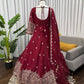 Embroidered Fendy Silk Anarkali Set with Dupatta