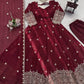 Embroidered Fendy Silk Anarkali Set with Dupatta