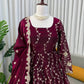 Embroidered Fendy Silk Anarkali Set with Dupatta
