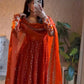 Embroidered Fendy Silk Anarkali Set with Dupatta