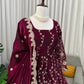 Embroidered Fendy Silk Anarkali Set with Dupatta