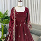 Embroidered Fendy Silk Anarkali Set with Dupatta