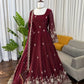 Embroidered Fendy Silk Anarkali Set with Dupatta