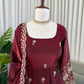Embroidered Fendy Silk Anarkali Set with Dupatta