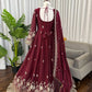 Embroidered Fendy Silk Anarkali Set with Dupatta