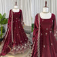 Embroidered Fendy Silk Anarkali Set with Dupatta