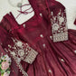 Embroidered Fendy Silk Anarkali Set with Dupatta