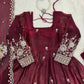 Embroidered Fendy Silk Anarkali Set with Dupatta