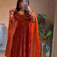 Embroidered Fendy Silk Anarkali Set with Dupatta