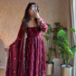 Embroidered Fendy Silk Anarkali Set with Dupatta