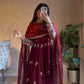 Embroidered Fendy Silk Anarkali Set with Dupatta