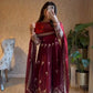 Embroidered Fendy Silk Anarkali Set with Dupatta