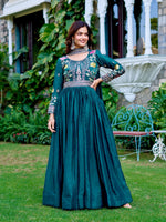 Embroidered Fendy Silk Festival Gown Set