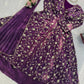 Embroidered Fendy Silk Gown Lehenga Set with Dupatta