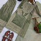 Embroidered Fendy Silk Kurta Sharara Set with Dupatta for Festive and Party Wear
