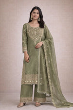 Embroidered Fendy Silk Kurta Sharara Set with Dupatta for Festive and Party Wear