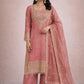 Embroidered Fendy Silk Kurta Sharara Set with Dupatta for Festive and Party Wear