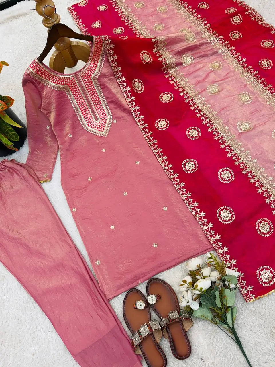 Embroidered Fendy Silk Pant Suit for Festive and Wedding Occasions
