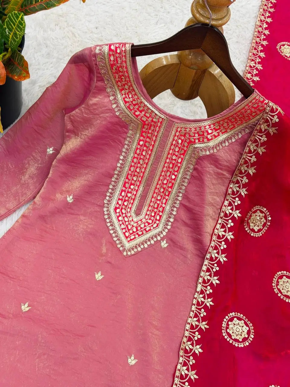 Embroidered Fendy Silk Pant Suit for Festive and Wedding Occasions