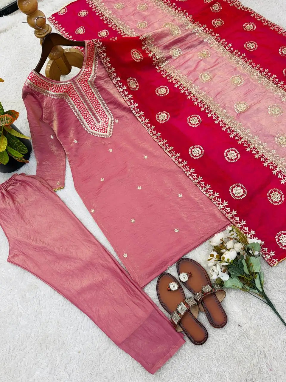 Embroidered Fendy Silk Pant Suit for Festive and Wedding Occasions