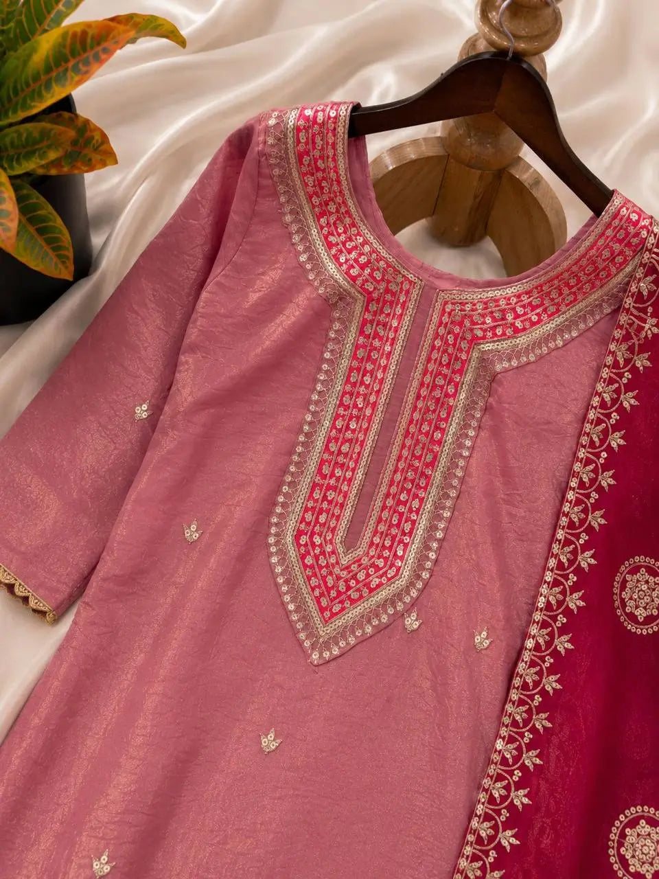 Embroidered Fendy Silk Pant Suit for Festive and Wedding Occasions