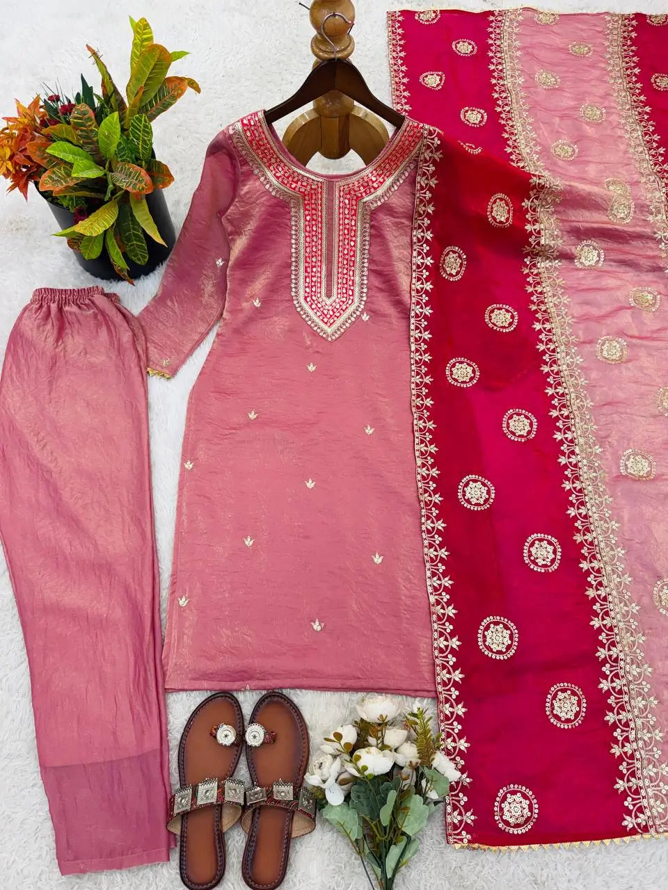 Embroidered Fendy Silk Pant Suit for Festive and Wedding Occasions