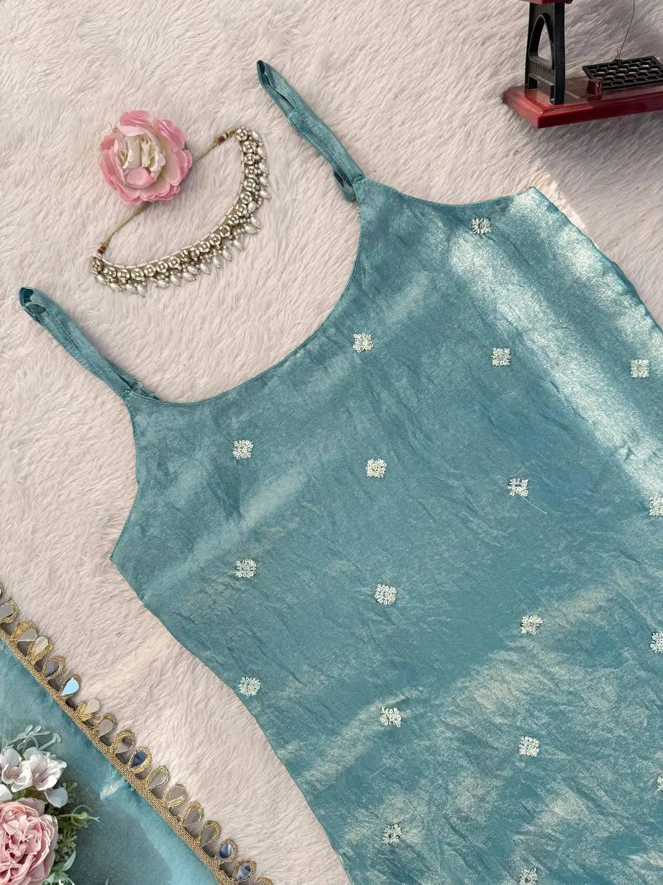 Embroidered Fendy Silk Sharara Palazzo Suit Set for Wedding and Festive Wear