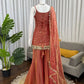 Embroidered Fendy Silk Sharara Palazzo Suit Set for Wedding and Festive Wear