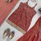 Embroidered Fendy Silk Sharara Palazzo Suit Set for Wedding and Festive Wear