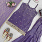 Embroidered Fendy Silk Sharara Palazzo Suit Set for Wedding and Festive Wear