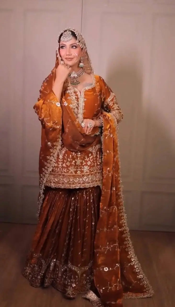 Embroidered Fendy Silk Suit Set