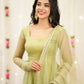 Embroidered Festival Gown with Matching Dupatta