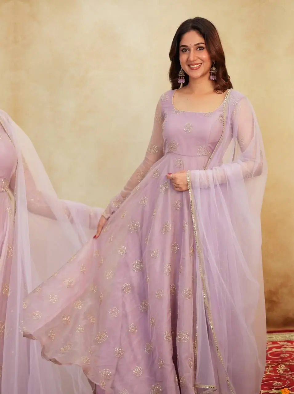 Embroidered Festival Gown with Matching Dupatta