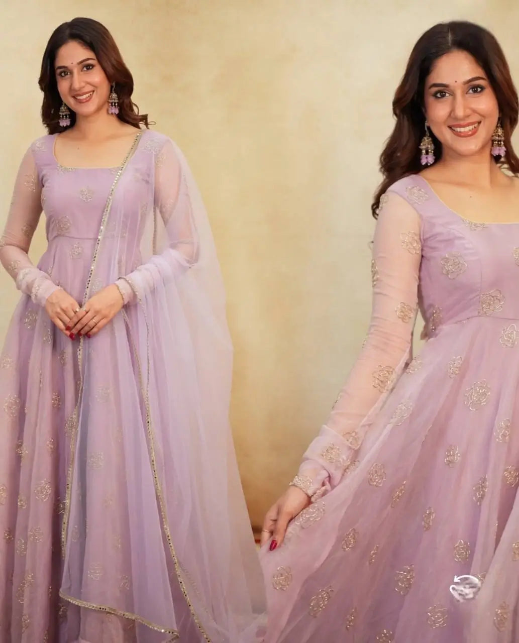 Embroidered Festival Gown with Matching Dupatta