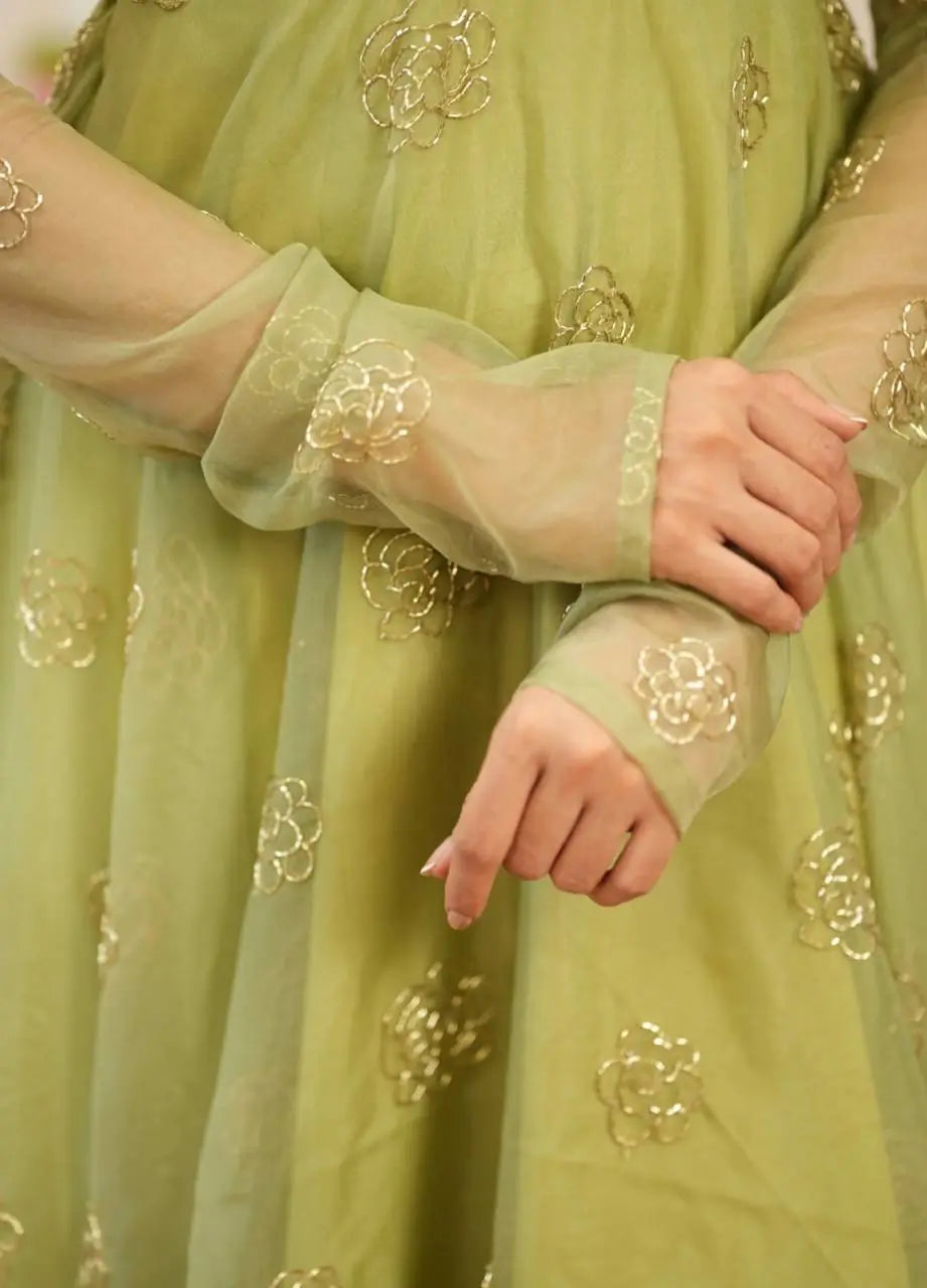 Embroidered Festival Gown with Matching Dupatta