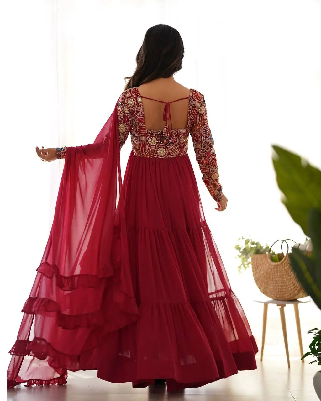 Embroidered Fox Georgette Anarkali Gown Set