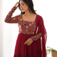 Embroidered Fox Georgette Anarkali Gown Set