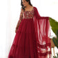 Embroidered Fox Georgette Anarkali Gown Set
