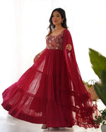 Embroidered Fox Georgette Anarkali Gown Set
