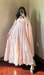 Embroidered Fox Georgette Anarkali Gown Set