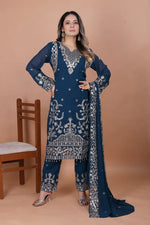 Embroidered Fox Georgette Kurta Pant Set