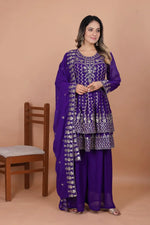 Embroidered Fox Georgette Kurta Sharara Set