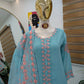 Embroidered Fox Georgette Palazzo Suit